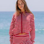 Daily Drills Cashmere Double Zip Hoodie Red & White