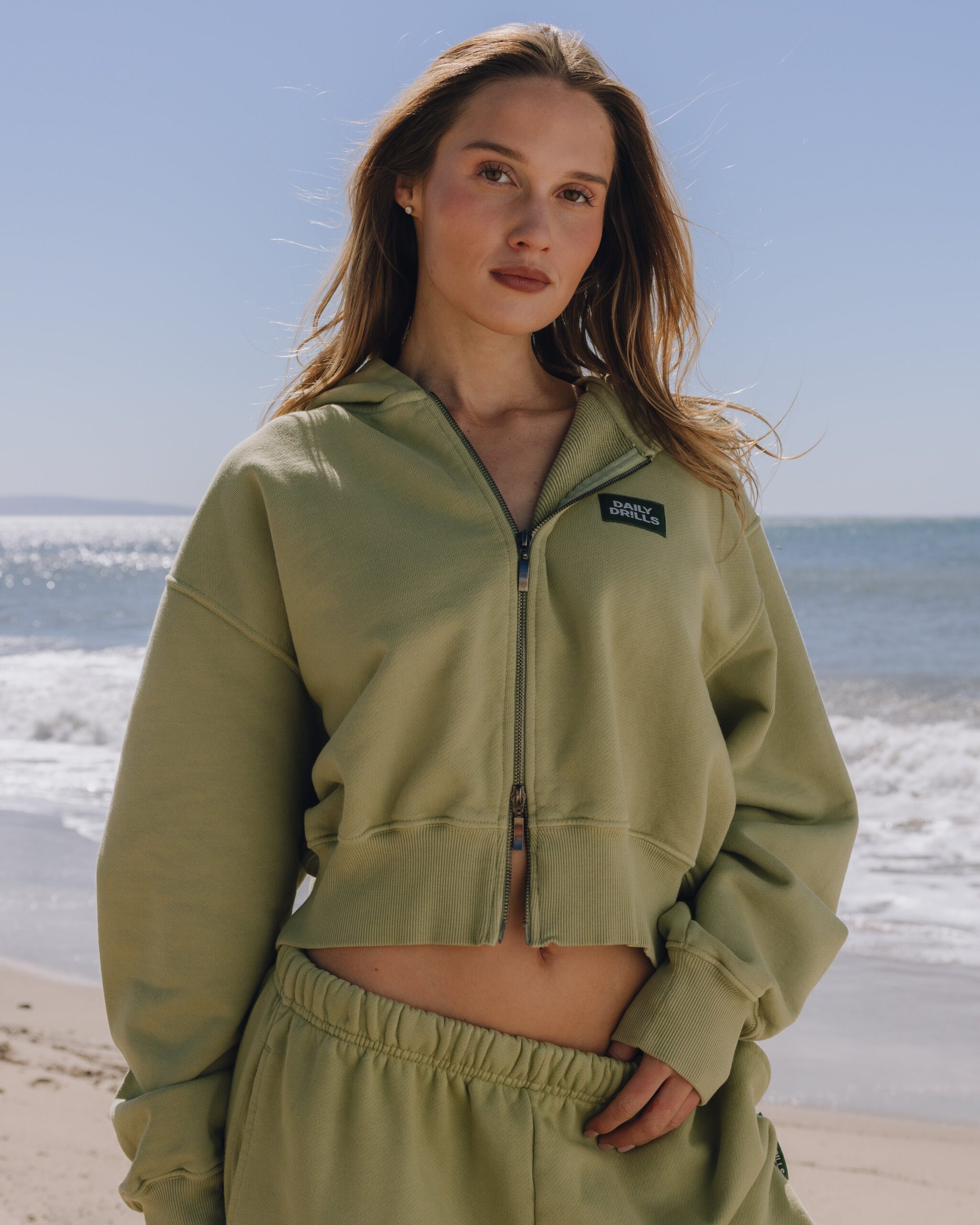 Daily Drills Heavyweight Double Zip Hoodie Matcha Daily Drills Heavyweight Double Zip Hoodie Matcha