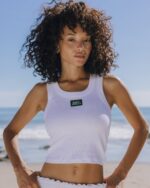 Daily Drills Logo Ribbed Tank White