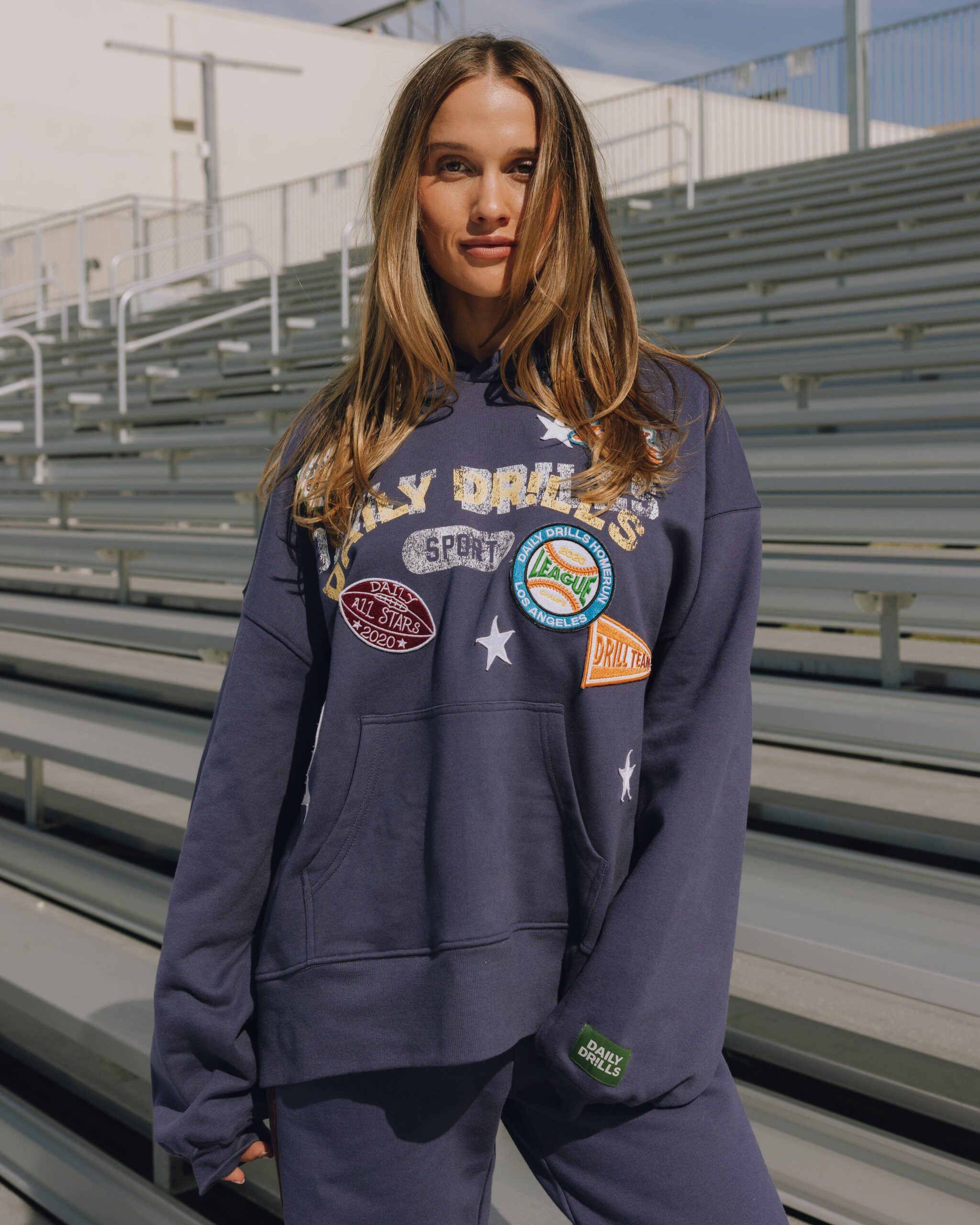 Daily Drills Oversized All Stars Hoodie Navy Daily Drills Oversized All Stars Hoodie Navy