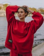 Daily Drills Oversized Fleece Crew Red