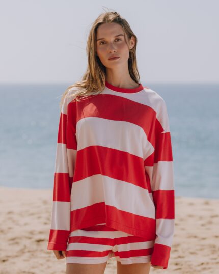 Daily Drills Oversized Long Sleeve Heart + Pale Pink