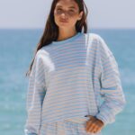 Daily Drills Striped Cotton Long Sleeve Bondi Stripe