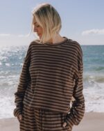 Daily Drills Striped Cotton Long Sleeve Mocha + Coco