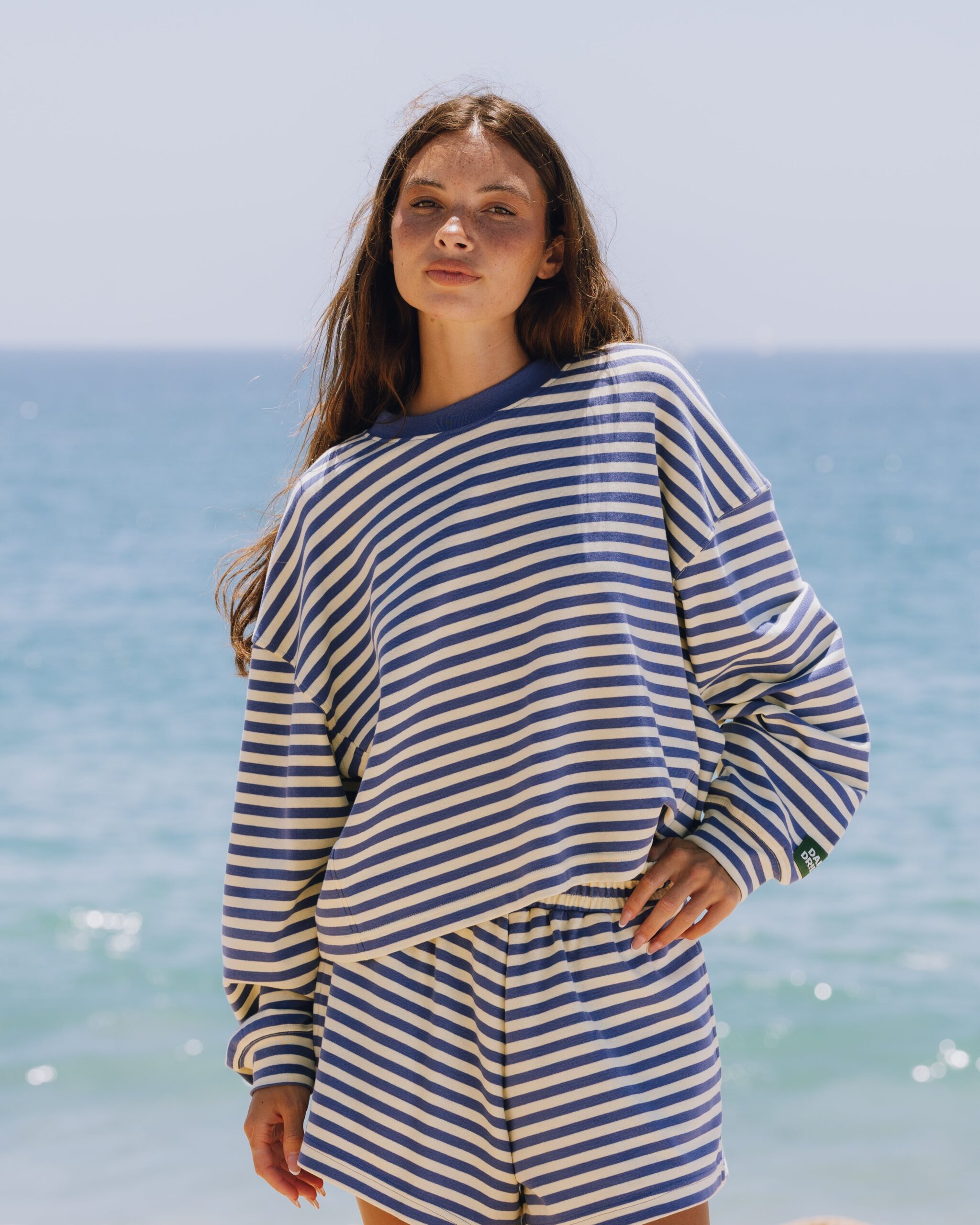 Daily Drills Striped Cotton Long Sleeve Navy + Lemonade Daily Drills Striped Cotton Long Sleeve Navy + Lemonade