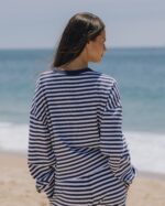 Daily Drills Striped Cotton Long Sleeve Navy + White