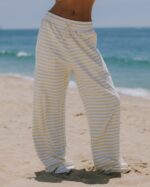 Daily Drills Striped Cotton Pants Butter/White