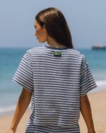 Daily Drills Striped Ribbed Relaxed Tee Navy