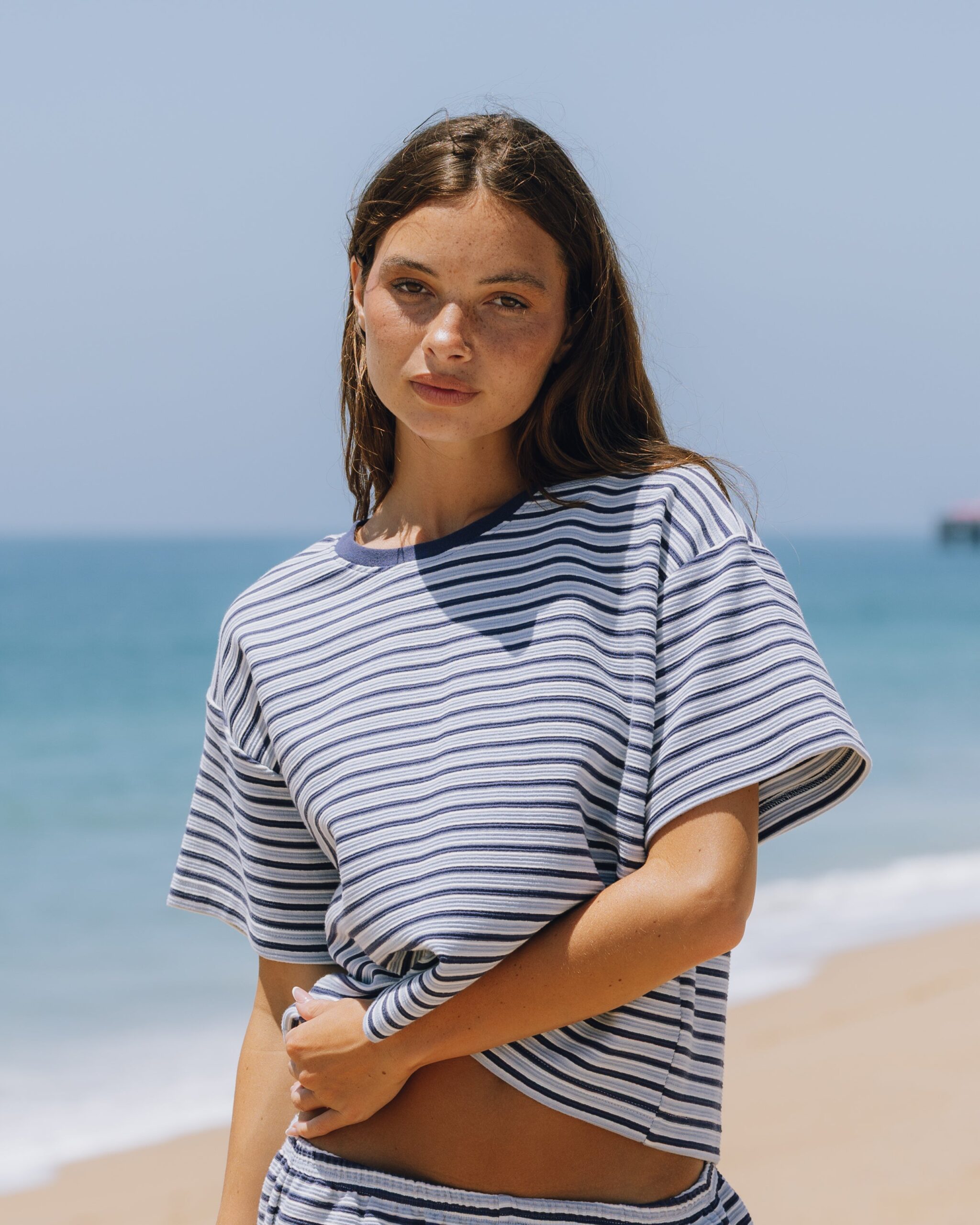 Daily Drills Striped Ribbed Relaxed Tee Navy Daily Drills Striped Ribbed Relaxed Tee Navy