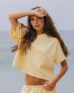 Daily Drills Striped Ribbed Relaxed Tee Sunny