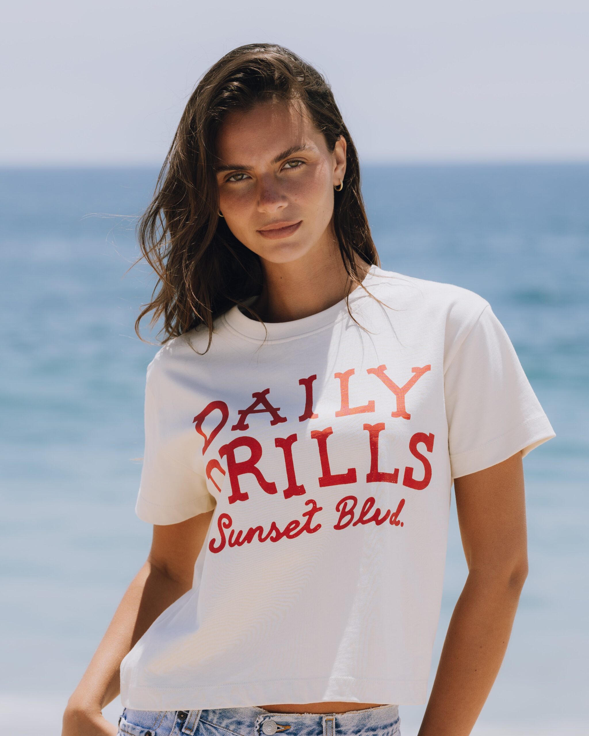 Daily Drills Sunset Blvd Boxy Tee Cream Daily Drills Sunset Blvd Boxy Tee Cream