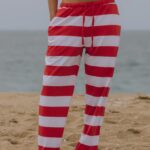 Daily Drills Wide Stripe Cotton Pants Heart/White