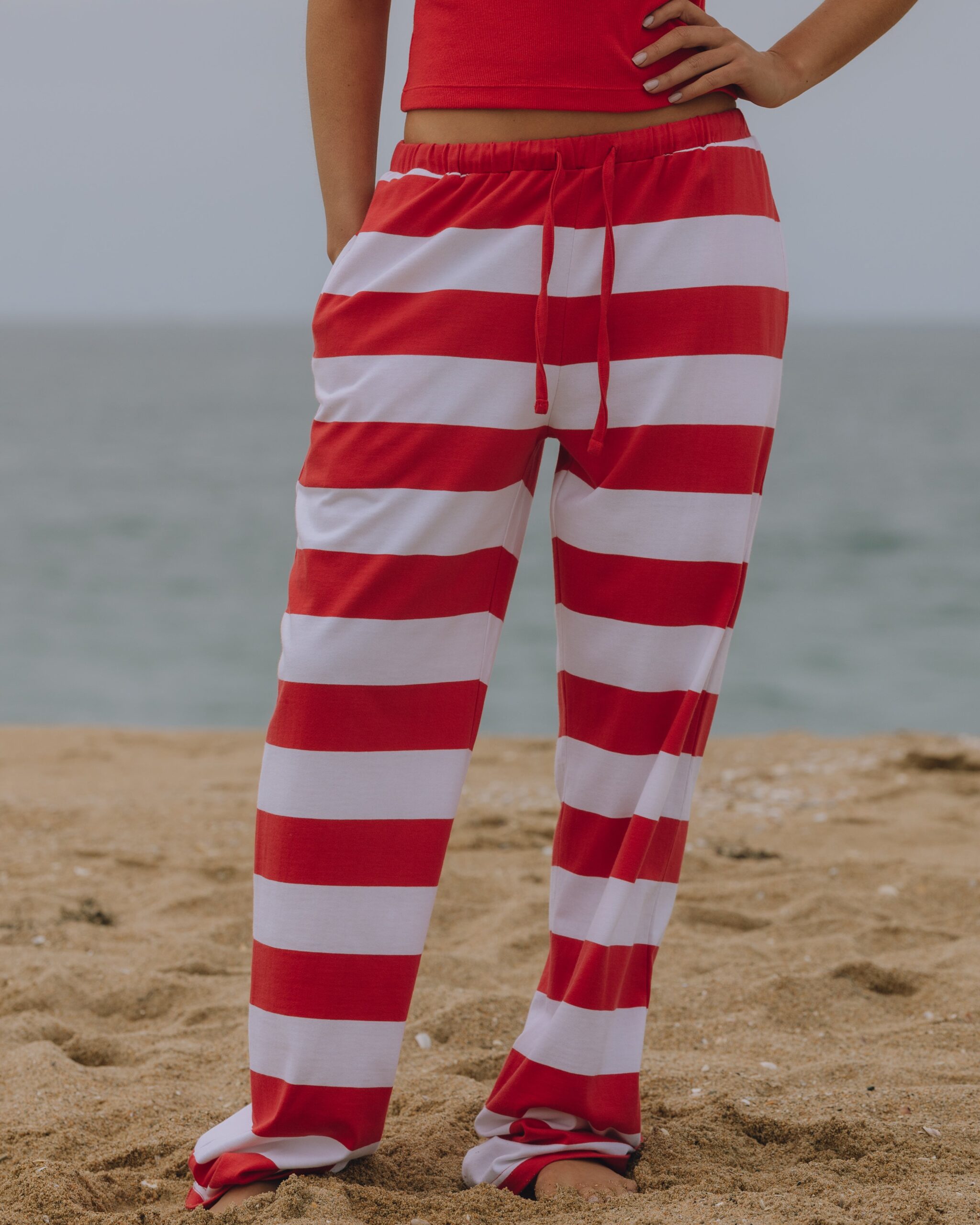 Daily Drills Wide Stripe Cotton Pants Heart/White Daily Drills Wide Stripe Cotton Pants Heart/White