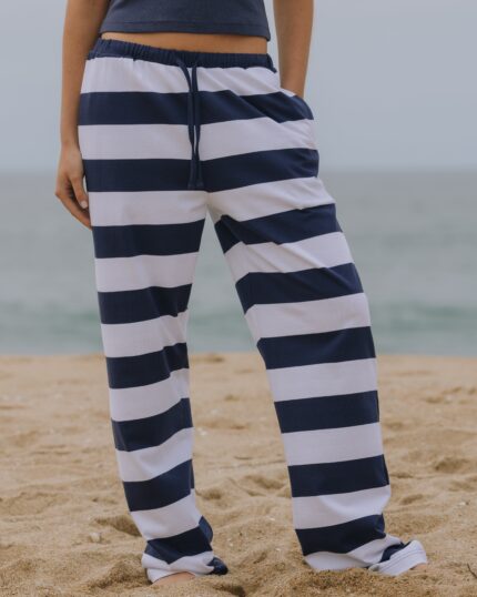 Daily Drills Wide Stripe Cotton Pants Navy/White